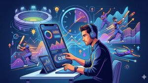 Современная иллюстрация с элементами крикета и графиками для руководства по ставкам в IPL 2026